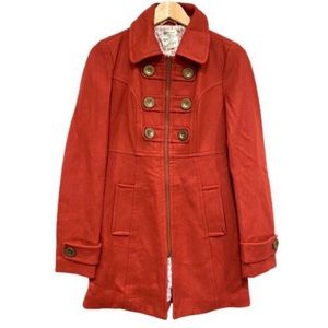 Anthropologie Tulle Rust Wool Coat